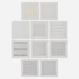 Paintings and Drawings: Stedelijik Portfolio by Agnes Martin, 1991, lithograph on vellum parchment, book, sold Oct 2021