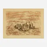 Manhattan (from the New York City suite) by Salvador Dalí, 1964, etching in black and sepia on Lana, sold Oct 2021