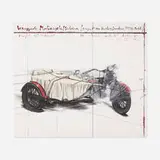 Christo, Wrapped Motorcycle/Sidecar (project for Harley-Davidson,1933 VL model), 1997, lithograph and screenprint in colors with collage