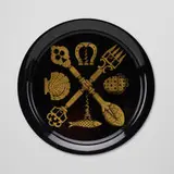 Tray by Piero Fornasetti, c. 1955, lithographic transfer print on aluminum, sold Apr 2024