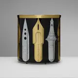 Pennini wastepaper basket by Piero Fornasetti, 2007, lithographic transfer print over steel with hand-coloring, brass, sold Apr 2024