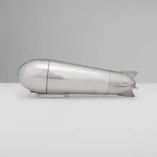 J.A. Henckels, Zeppelin cocktail shaker set, c. 1928, chrome-plated and parcel gilt brass
