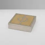 Christian Dior, Cigar box, c. 1975, silver-plated metal, brass, mahogany