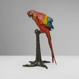 attribution Franz Xaver Bergmann, Parrot perched on tree, c. 1900, cold-painted bronze