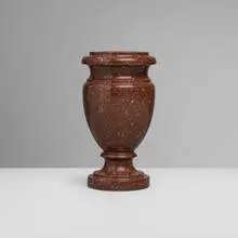 Antique, Turned egg-form porphyry vase, c. 1900, red porphyry
