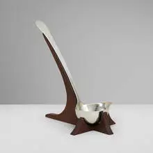 Henry Petzal, Punch ladle on stand, sterling silver parcel-gilt, wenge