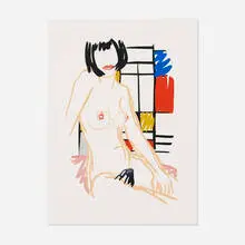 Monica Sitting with Mondrian by Tom Wesselmann, 1989, screenprint on paper, sold Feb 2015