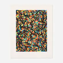 Sol LeWitt, Irregular, Angular Brushstrokes, 1997, color sugar lift aquatint on Somerset Textured White paper