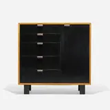 cabinet, model 4621 by George Nelson & Associates, 1946, maple, lacquered wood, matte chrome-plated steel, sold Feb 2015