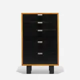 cabinet, model 4610 by George Nelson & Associates, 1946, walnut, lacquered wood, matte chrome-plated brass, sold Feb 2015