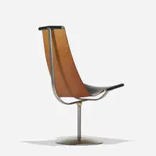 sling chair by Ross Littell and Douglas Kelley William Katavolos, c. 1960, nickel-plated steel, leather, plastic, sold Feb 2015