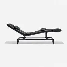 Billy Wilder chaise by Charles and Ray Eames, 1968, leather, enameled aluminum, plastic, sold Feb 2015