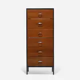 rare Steelframe cabinet by George Nelson & Associates, 1950, walnut, laminate, chrome-plated and enameled steel, sold Feb 2015