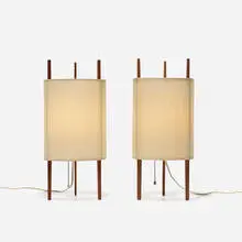 Isamu Noguchi, table lamps model 9, pair, 1947, cherry, fiberglass-reinforced polyvinyl