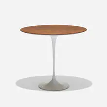 occasional table by Eero Saarinen, 1957, walnut, enameled steel, sold Feb 2015