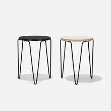 Florence Knoll, stacking stools, pair, 1950, laminate over plywood, enameled steel