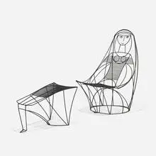 John Risley, chair and ottoman, c. 1965, welded iron