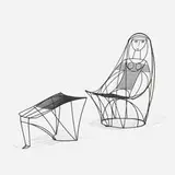 John Risley, chair and ottoman, c. 1965, welded iron