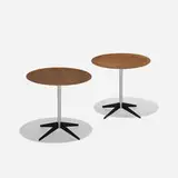 tray tables, pair by George Nelson & Associates, c. 1955, walnut plywood, chrome-plated steel, enameled steel, sold Feb 2015