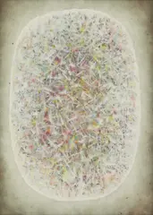 Untitled by Mark Tobey, 1890-1976) ABSTRACT Oil on board 61 x 51cm; together with catalogues and books, sold Oct 2019