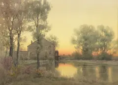 Heading out at dawn by Henry Farrer, watercolor on paper, sold Mar 2024