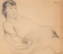 Jacob Epstein, Reclining Nude, graphite on paper