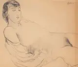 Jacob Epstein, Reclining Nude, graphite on paper