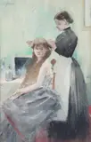 Jean-Louis Forain, La coiffure, watercolor on paper