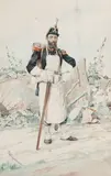 Vittorio Guaccimanni, A traveling soldier, watercolor on paper