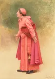 Jehan Georges Vibert, A gesturing cardinal, watercolor and gouache over traces of pencil on paper
