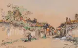 Johan Jongkind, A quiet village, watercolor and gouache over traces of pencil on paper