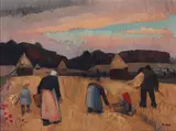 Jules-Émile Zingg, La moissonneuses, oil on canvas