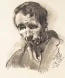 Ludwig Meidner, A portrait of a man, charcoal on paper