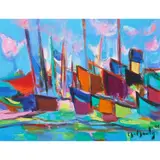 Marcel Mouly, Marine aux nuages roses, oil on canvas