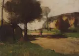 Roadway by Sir David Young Cameron Ra Rsa Rws Rsw Re, oil on canvas, sold Mar 2024