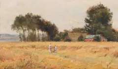 Stanislas Lépine, Paysage, oil on board