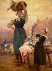 Théophile Deyrolle, Retour de peche, oil on canvas