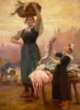 Théophile Deyrolle, Retour de peche, oil on canvas