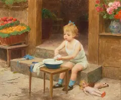 Victor Gilbert, La petite lavanderie, oil on canvas