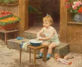 Victor Gilbert, La petite lavanderie, oil on canvas