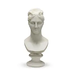 Cincinnato Baruzzi, carved white marble bust of a Muse, marble