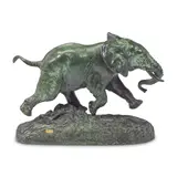 Antonie Louis Barye, green patinated bronze model of 'Elephant du Sénégal (Senegalese Elephant)', circa 1882, green patinated bronze