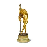 Jean-Léon Gérôme, gilt and patinated bronze figure of 'Bacchante à l'Amour' or 'Bacchante à la grappe'
