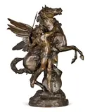 Émile Louis Picault, patinated bronze mythological group of 'Persée et Pégase avec la tete de Meduse (Perseus and Pegasus with the head of Medusa)' or 'La naissance de Pégase (The birth of Pegasus)'