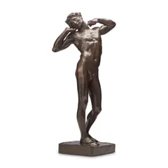 Lord Frederic Leighton, patinated bronze figure of 'The Sluggard', patinated bronze