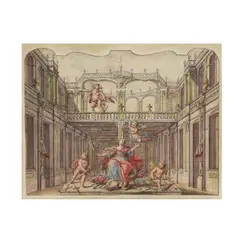 Daniel Marot, Projet de décoration de l'intérieur d'un palais (Palais Mancini?), watercolour on paper shaped top