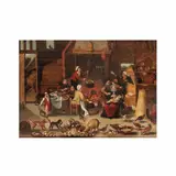 Marten van Cleve Le Vieux, Scène d'intérieur avec paysans et une nourrice, oil on panel