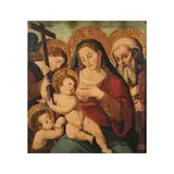 Atelier de Joan de Joanes, Vierge à l'Enfant, saint Jean Baptiste, l'Archange Gabriel et saint Joseph, tempera et huile sur panneau