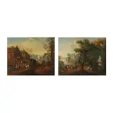 Jan Peeter van Bredael le vieux, Paire de paysages animés, a pair, oil on copper