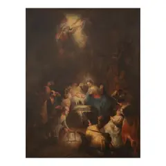 L'Adoration des bergers by Andrea Celesti, oil on canvas, unlined, offered Oct 2024